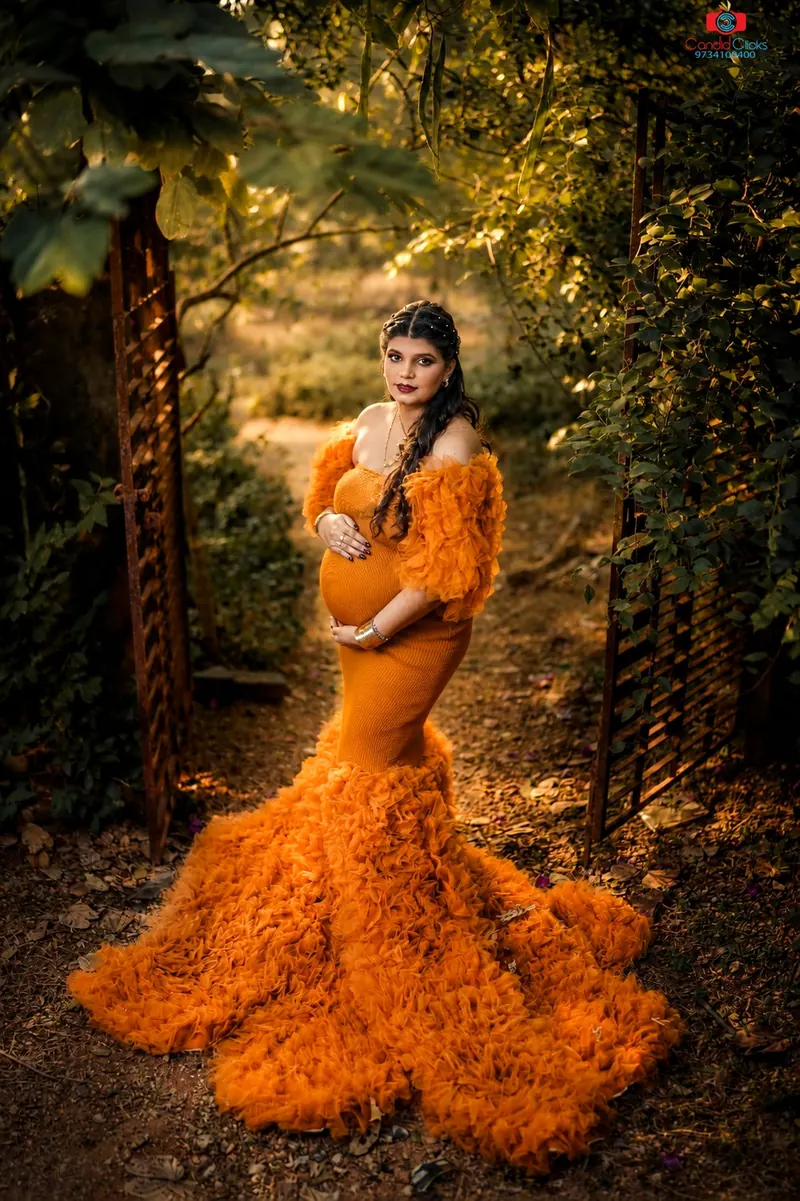 Elegant pregnancy photoshoot in a forest setting by Candid Clicks, Asansol